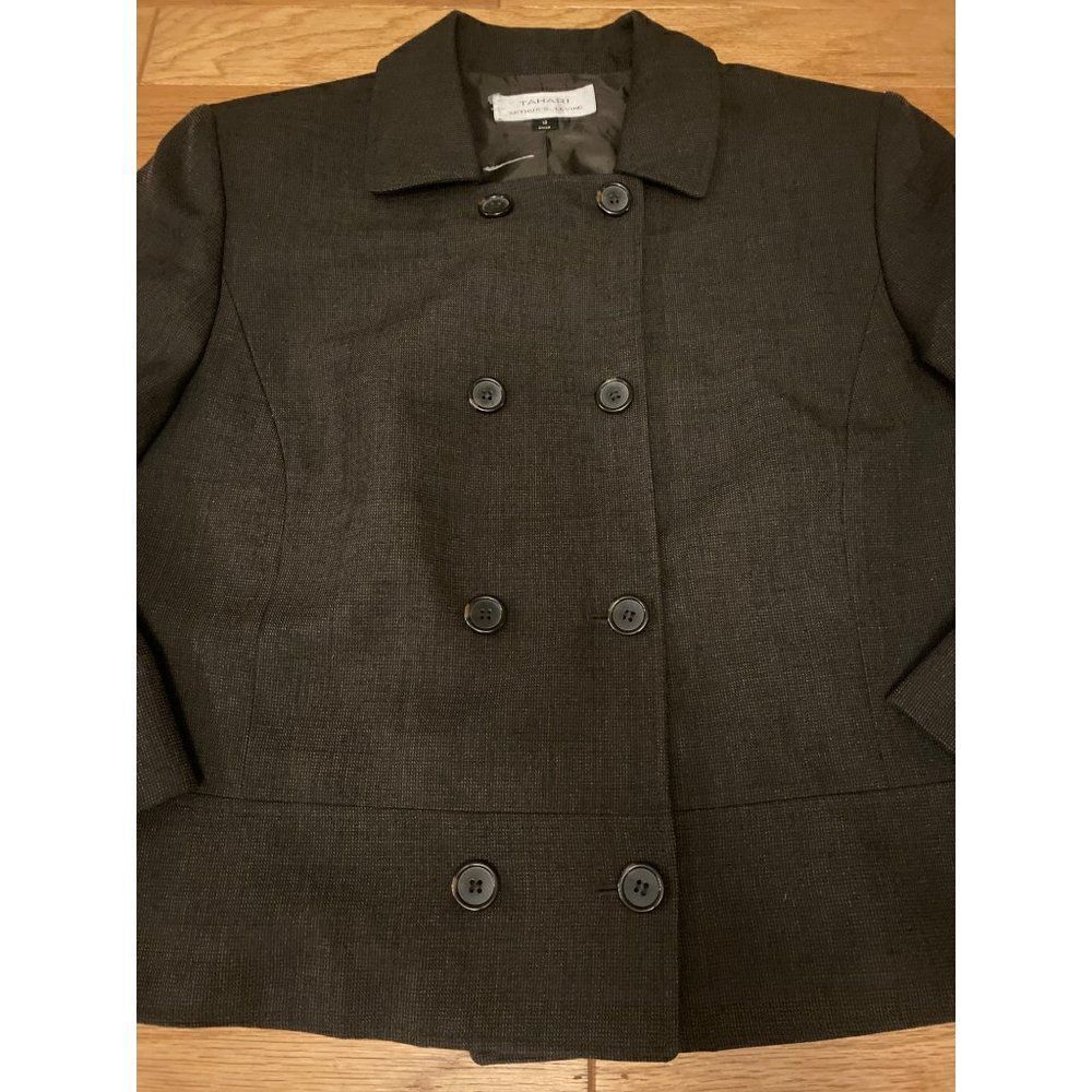 Tahari, Women's Basic Black Double Button Front C… - image 2